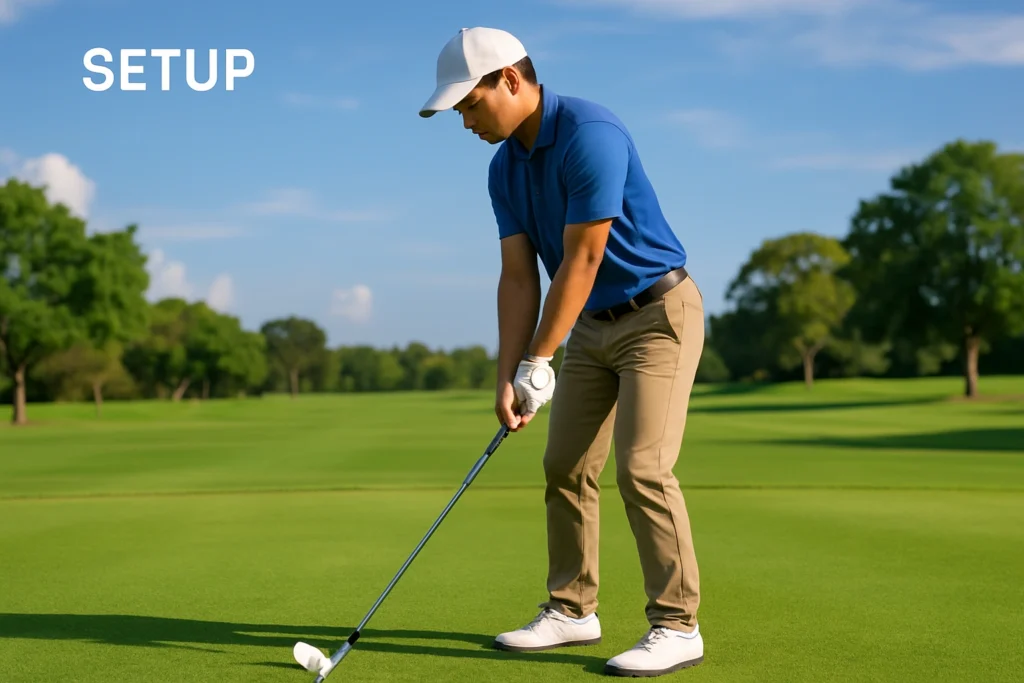 mot golfer dang thuc hien tu the setup dung cach